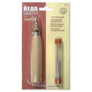 The Beadsmith 4 pc Bead Reamer Set,  4 interchangable diamond grit tips
