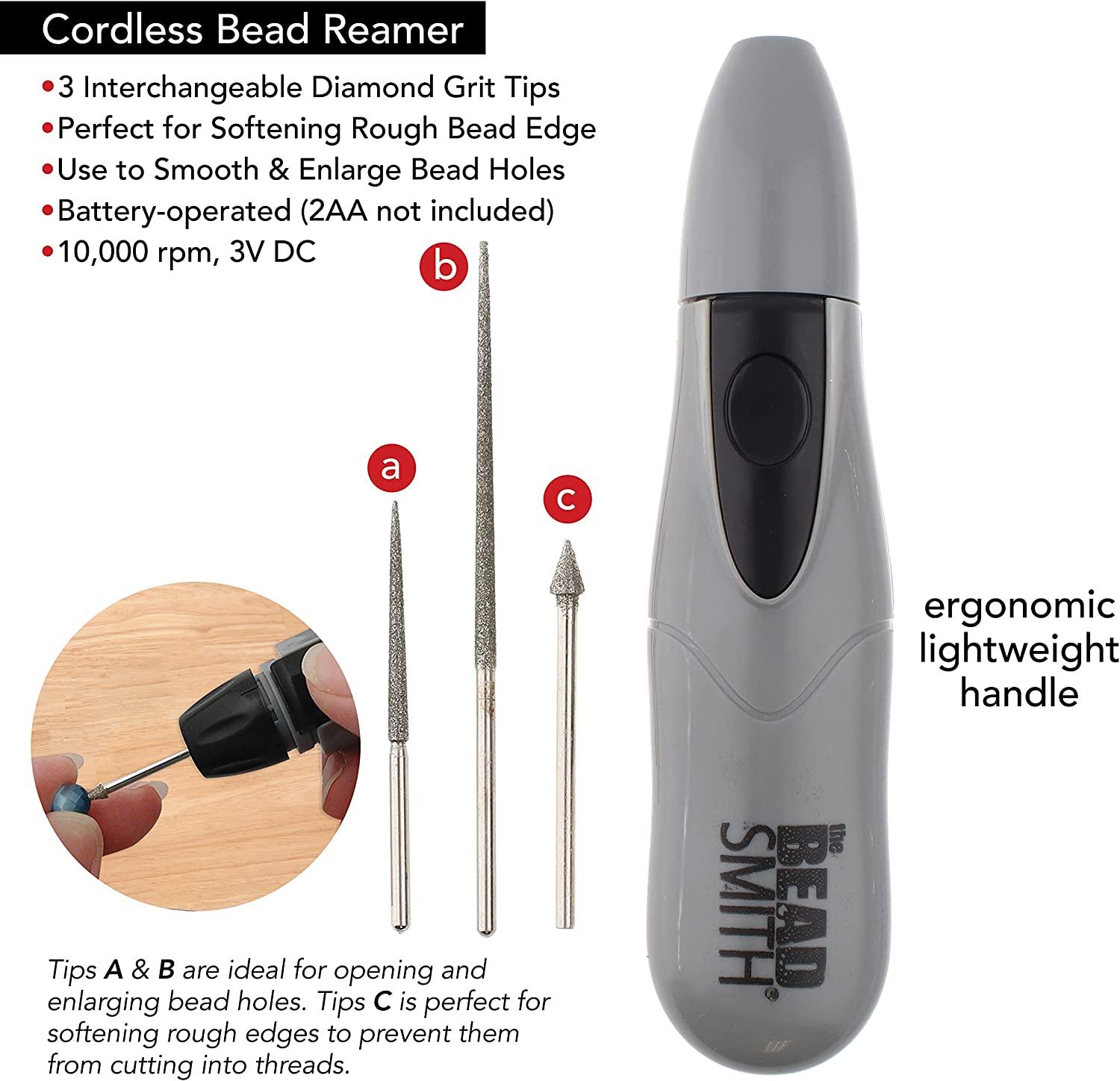 The Beadsmith Cordless Bead Reamer - Battery operated