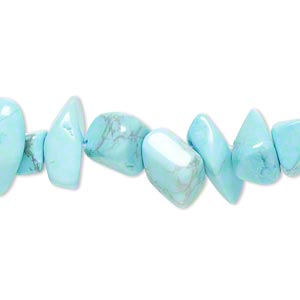 Bead, howlite (dyed), light blue, large chip,. 15-inch strand.