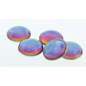 Cabochon Round 25mm, Backlit Petroleum, 2pcs  - Czech Glass