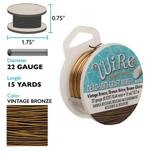 Beadsmith Vintage Bronze Wire, 22 gauge,15 yards