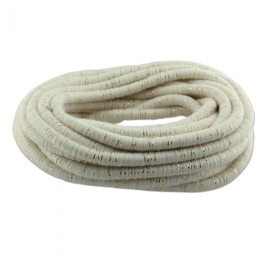 Fibre Wrapped Cord 5mm, Ivory and Gold Tones, 5 metres