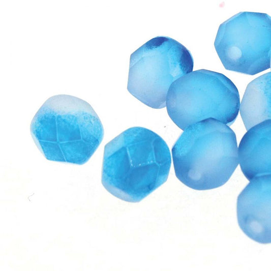 Czech Firepolished beads 6mm Blue, 50 beads