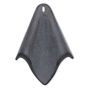 Acrylic Vintage German Focal Pendant - wavy kite shape, Matte Black, 3x2 inches, 1pc