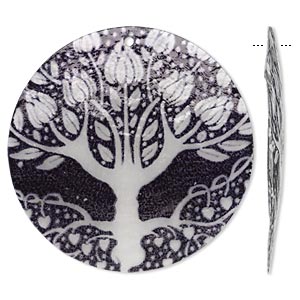 Pendants, Capiz shell (coated), Tree of Life design, 50mm round. Sold per pkg of 2.