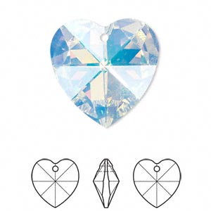 Swarovski Heart Pendant, 40mm Crystal AB, 1pc
