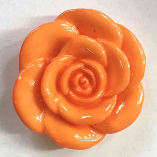 Acrylic Flower Bead, Orange, about 33mm wide, 33mm long, 8mm thick, hole: 1.5mm, 5pcs