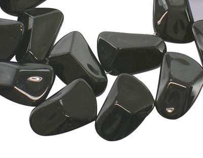 Glass Beads, faceted, Black, 17x16mm 12in strand