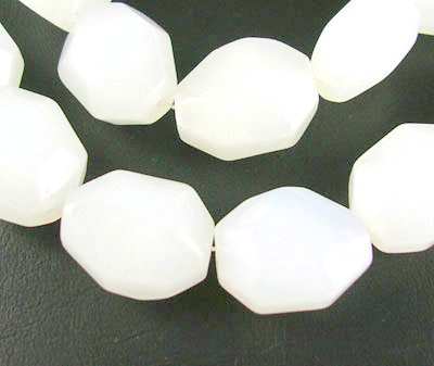 Glass Beads, White 13x17mm 12in strand