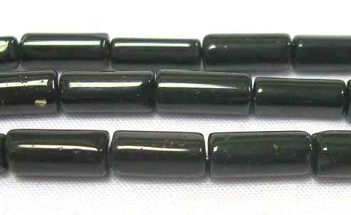 Glass Beads, Tube, Black, 10x4mm, 12in strd