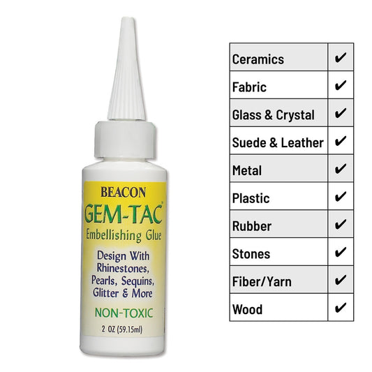Gem Tac Glue 2oz Permanent Adhesive  "Best Seller"