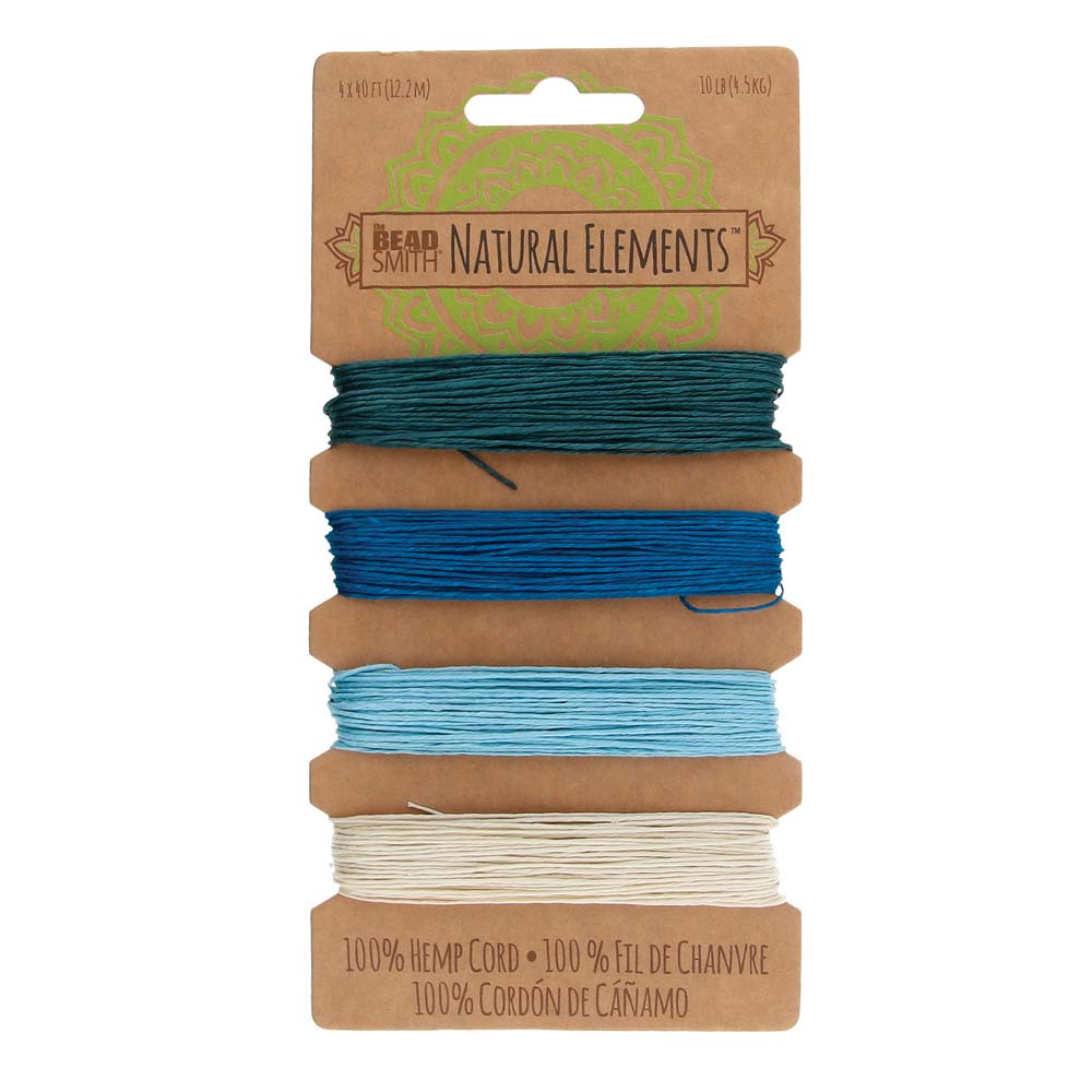 Hemp Cord 4 Colours .55mm Aqua Shades,  The Beadsmith
