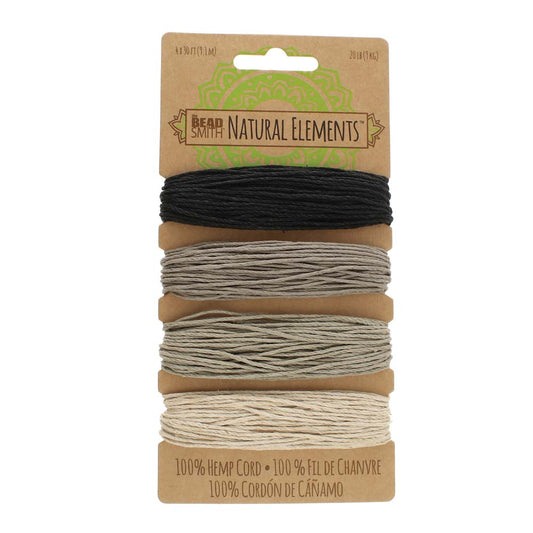 Hemp Cord 4 Colours 1mm Onyx Shades,  The Beadsmith