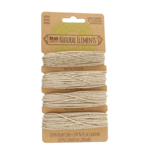 Hemp Cord 4  Mixed thickness Natural Colour, The Beadsmith
