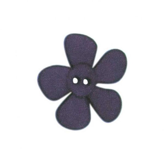 Leather Flower Button, Purple, 1", 3pc