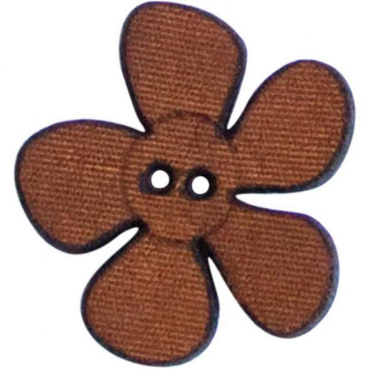 Leather Flower Button, Tan, 1", 3pc