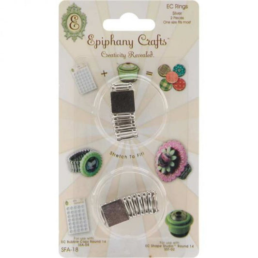 Ring Frame Adjustable - Stretch Band, Silver plate, 2 pcs