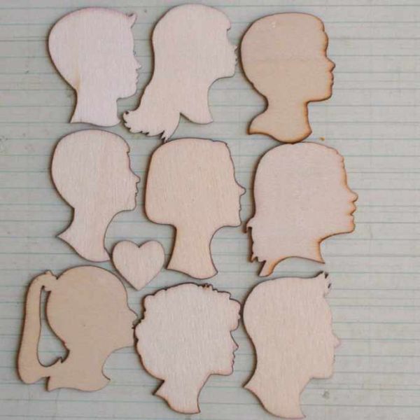 Wooden Blanks People Heads, 10 pcs
