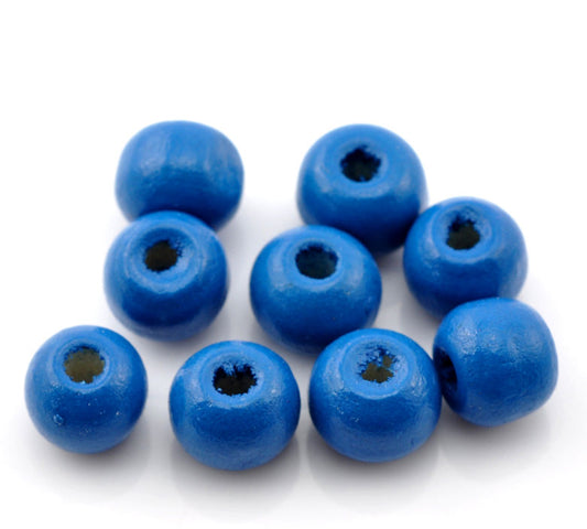 Wooden Beads Round, 8mm, Deep Blue, 500pcs - Hinoki Wood