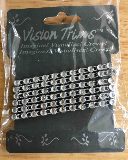 Genuine Rhinestone Trim Crystals, Silver 36 inches