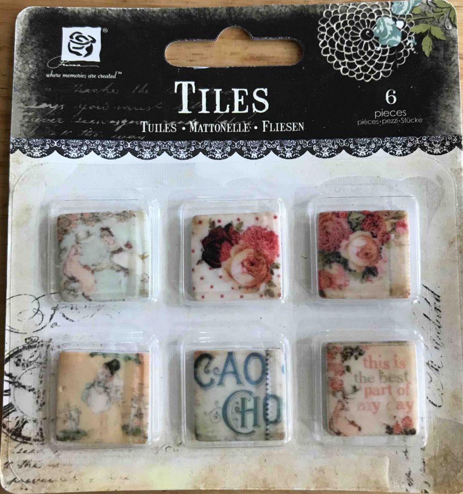 Art Tiles Clay .75"X.75" 6/Pkg - Romantique Style 2