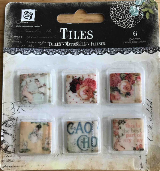 Art Tiles Clay .75"X.75" 6/Pkg - Romantique Style 2