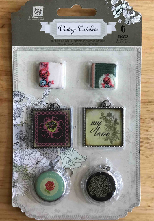 Vintage Metal Trinkets & Tiles 6/Pkg, - Rosarian