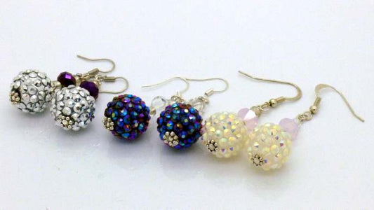 Sparkle Ball Earrings, 3 assorted styles,