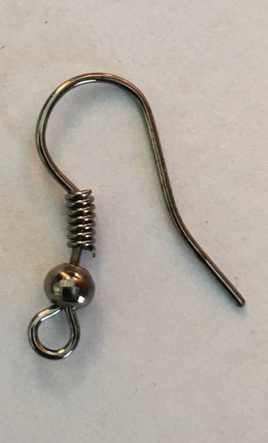 Black Nickel, Ear Hooks, ball and coil, approx 2,000 pcs - BULK BUY