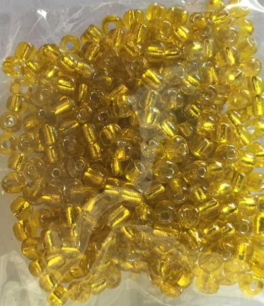 Seed Beads, Silver Lined Yellow, size 6/0 (3.6mm), 25 grams