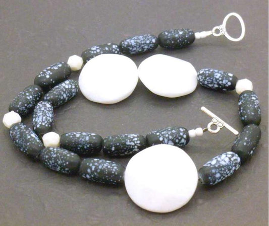White Quartz Beaded Necklace, 54cm