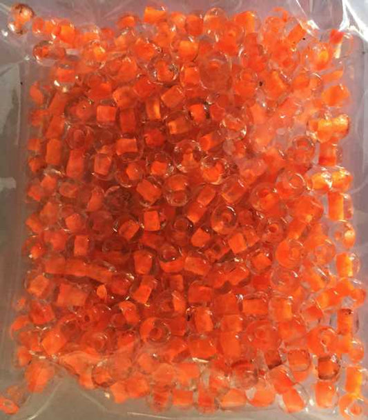 Seed Beads, Inside Colour Orange, size 6/0 (3.6mm), 25 grams