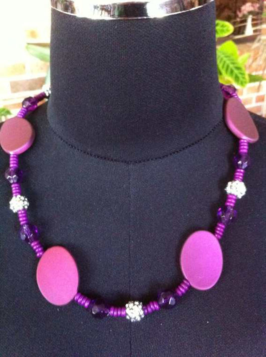 Purple Lovers Beaded Necklace, 54cm