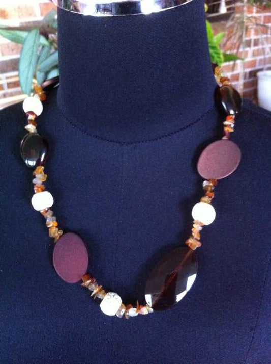 Autumn Tones Beaded Necklace, 54cm