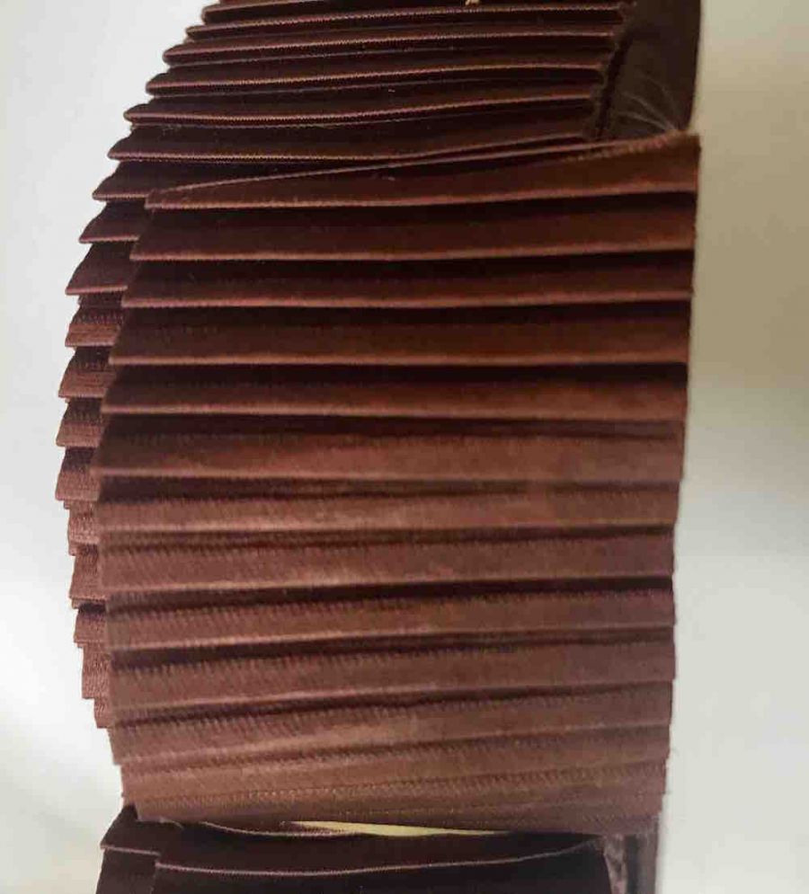 Pleated Satin Ribbon, Chocolate, 30mm, 1 metre
