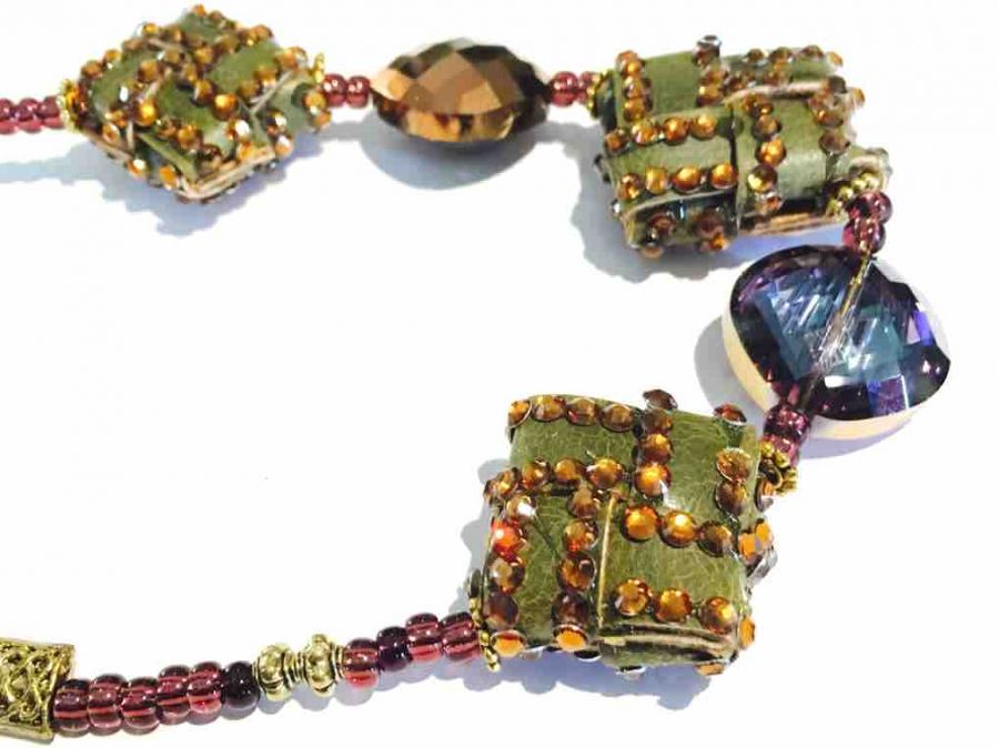 Chunky Necklace Handmade, Plum and Topaz, 54cm  - Mother of the Bride