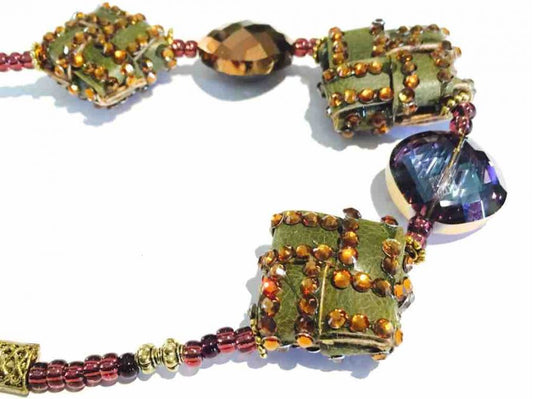 Chunky Necklace Handmade, Plum and Topaz, 54cm  - Mother of the Bride