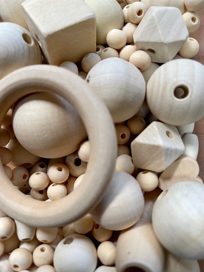 Wooden Bead Mix - Random mix of Beads, Style 2,   230 grams
