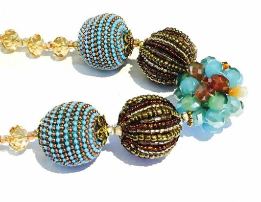 Chunky Necklace Handmade, Copper and Blue tones, 54cm  - Mother of the Bride