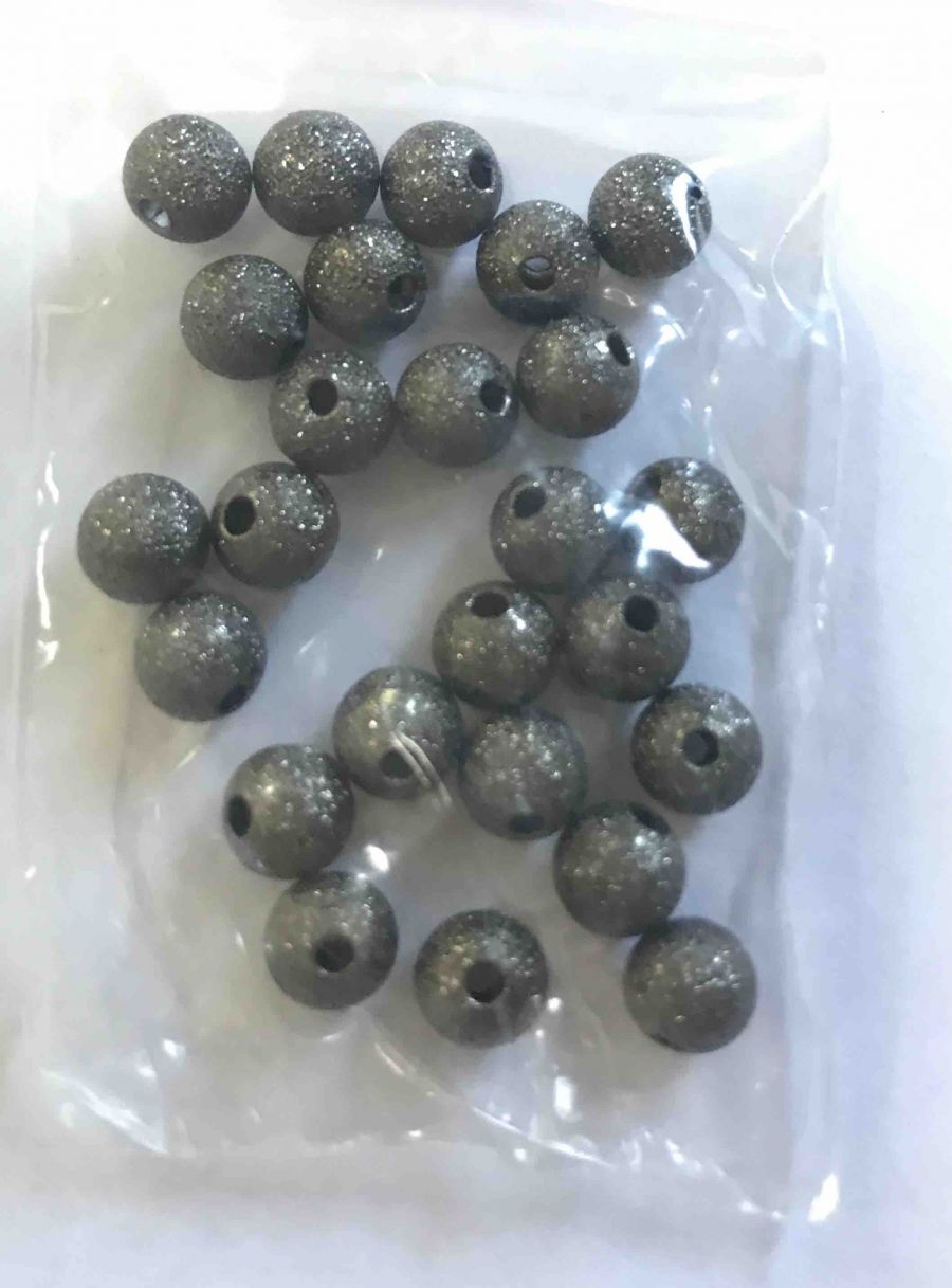 Black Nickel Plate, Matt with a little sparkle Metal Beads, Round, 6mm, 25 pcs