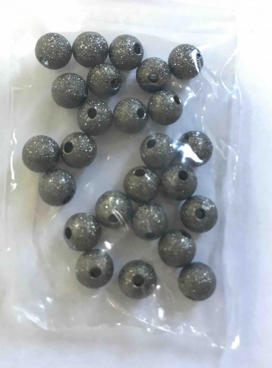 Black Nickel Plate, Matt with a little sparkle Metal Beads, Round, 6mm, 25 pcs