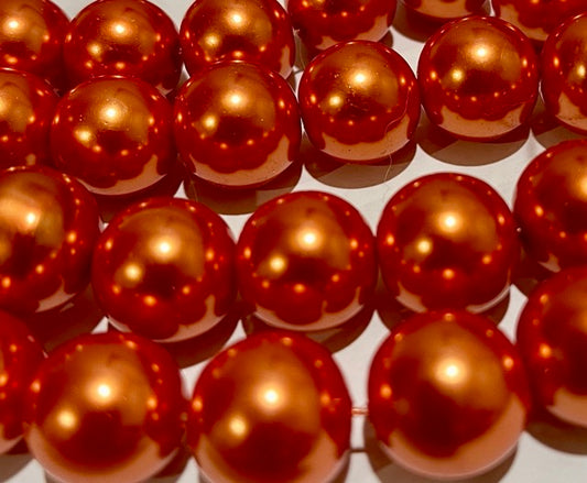Glass Pearls, Dark Orange, 16mm, 16 inch strand - extra long stand