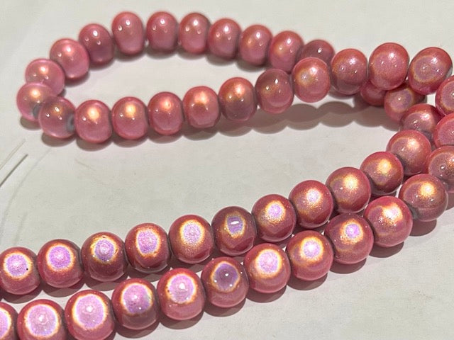 Bead, acrylic, pink, 8mm round. 16-inch strand