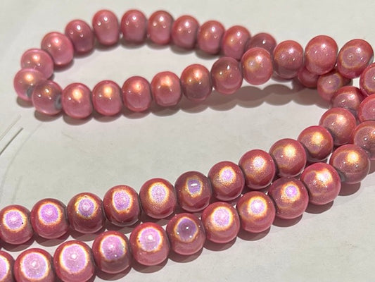 Bead, acrylic, pink, 8mm round. 16-inch strand