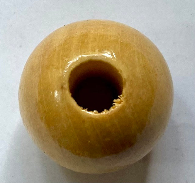 Wooden Beads Round, 30mm Natural 10 pc (10mm hole) - Varnished