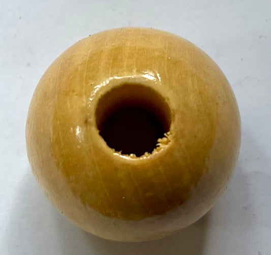 Wooden Beads Round, 30mm Natural 10 pc (10mm hole) - Varnished