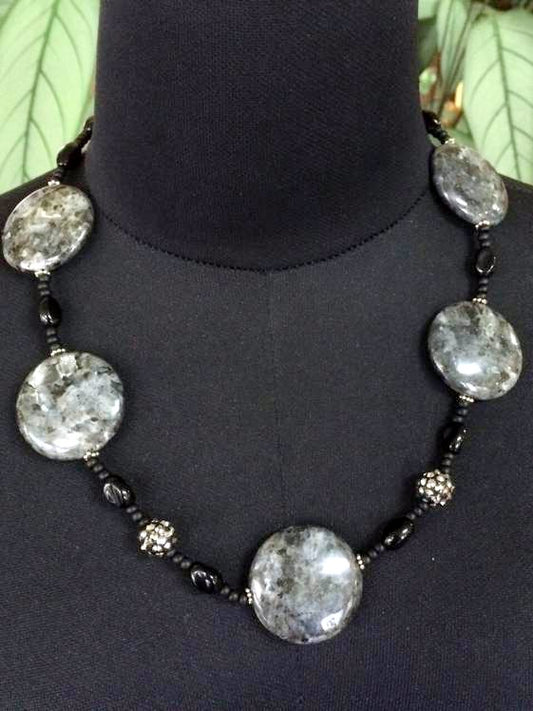 Handmade Beaded Necklace 54 cm, Norwegian Moonstone Beads
