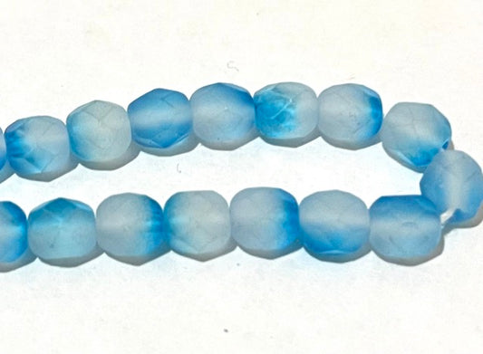 Czech Firepolished beads 6mm Blue, 50 beads
