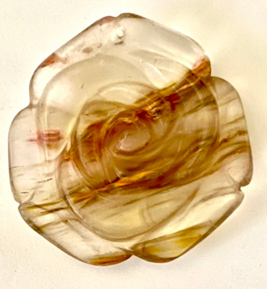 Fire cherry quartz flower pendant (40mm), 1pc