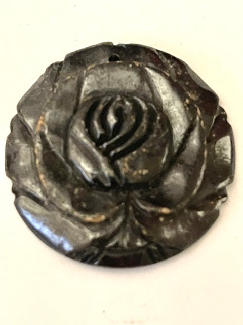 Bone - Carved Rose Pendant Antique style, 40mm, 1pcs